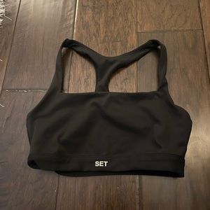 Set Active Black Racer Box Bra